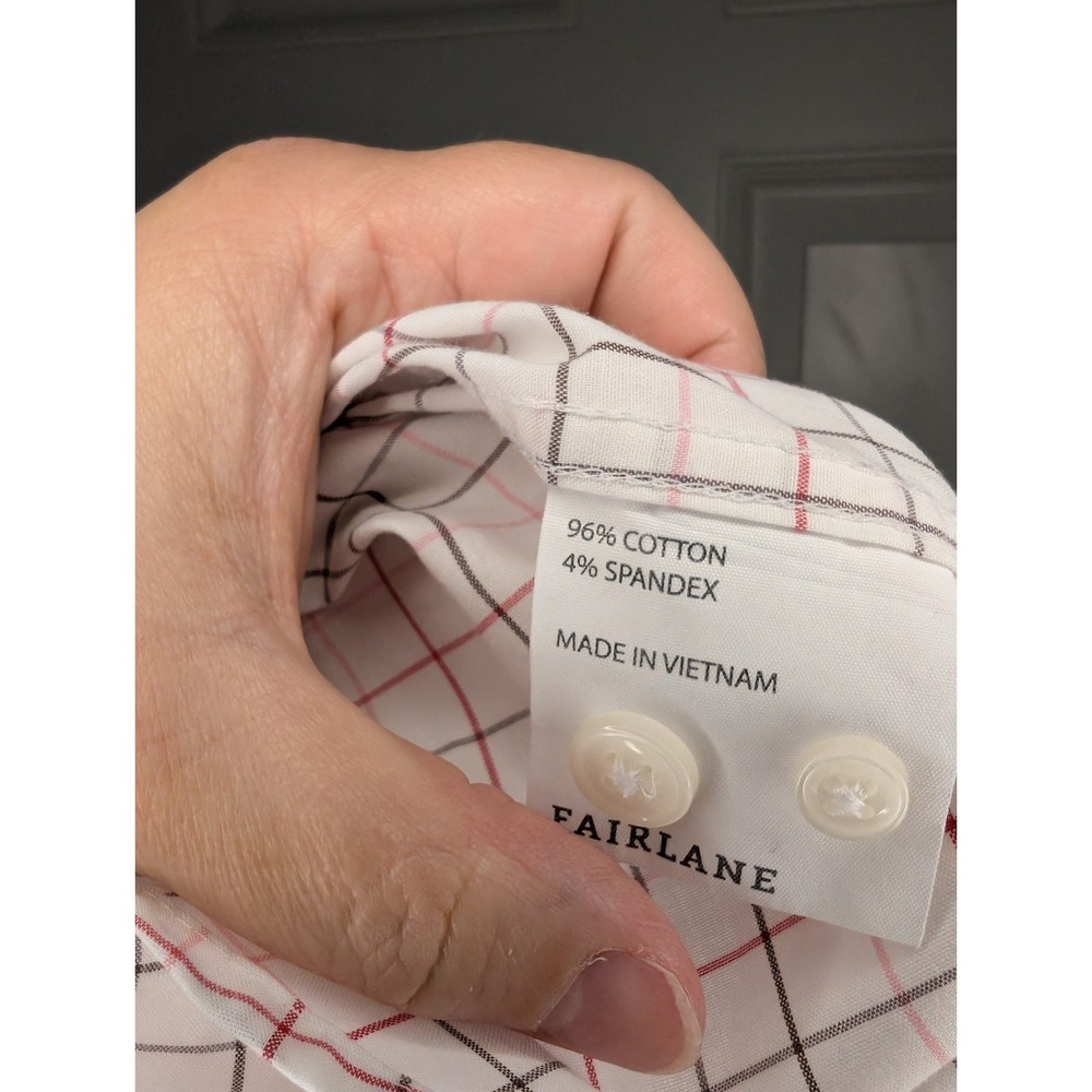Fairlane Men's XL Window Pane Pattern Long Sleeve Collared Button Shirt EUC - Picture 7 of 9